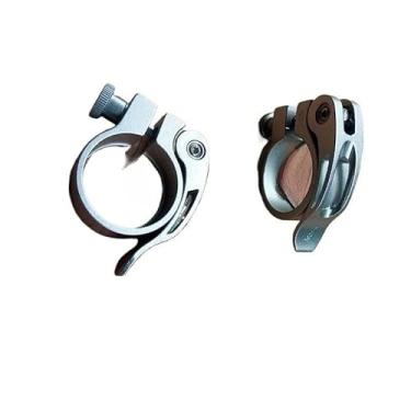 Imagem de 1 par de grampos de assento de bicicleta de montanha braçadeira de tubo de liberação rápida acessórios de tubo de assento de bicicleta de liga de alumínio (siliver, 34,9 mm-1 par)