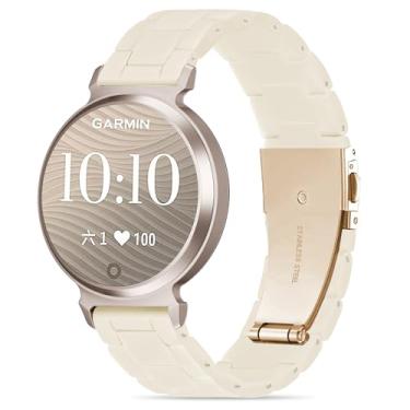 Imagem de Compatível com Garmin Lily 2 Active Watch Band Resina, Pulseira de Substituição de 14 mm para Lily 2/2 Classic/2 Active Smart Watch Acessório para Mulheres com Fivela de Aço Inoxidável, Flor Rosa