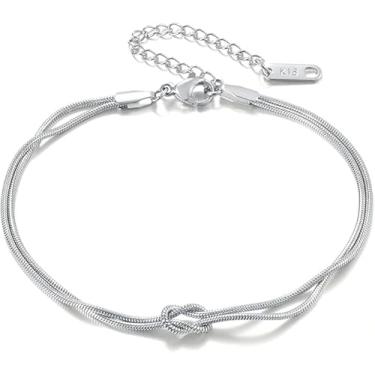 Imagem de Jewanfix Pulseira de nó de amor, pulseira de compromisso de alma gêmea, pulseira de amizade, joia infinita eterna, presente adequado para mulheres e meninas, 9, Aço inoxidável, Sem Pedra Preciosa