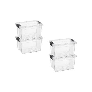 Imagem de Superio Mini recipiente de armazenamento caixa de giz de cera de plástico suprimentos de arte e estojo de costura empilhável transparente pequeno organizador para contas, papelaria, giz e alimentos