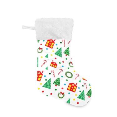 Imagem de GakkiGii Lindas estampas natalinas 2 meias de Natal, pacote com 2, decoração grande para pendurar na parede da árvore da lareira, 45 x 31 cm