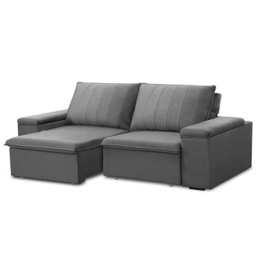 Imagem de Sofá Retrátil E Reclinável 3 Lugares 205cm Com Porta Copos Ballarat Prata