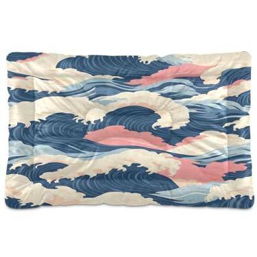Imagem de SEHANY Cama para cães Sea Wave Cama de gato com fundo antiderrapante, cama de canil, colchão macio para animais de estimação, lavável para cães pequenos, médios e grandes, gatos, 91 x 61 cm