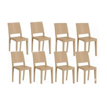 Imagem de Cadeira Jantar Hydra Plus Kit c/ 8 Cadeiras Polipropileno Capuccino Ka