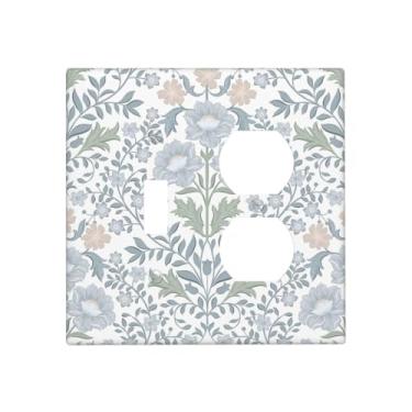 Imagem de Nadoabtm Capas de tomada William Morris Blue Green Botanical Print 1 Toggle 1 Duplex Switch Plate Cover Plate Electrical Light Switch Cover Plate Decorative Wall Plate Socket Cover For Home Office