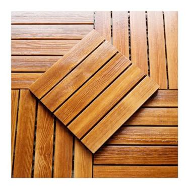 Imagem de Azulejos de madeira, pisos de madeira para exterior com sistema de drenagem do chão exteriorjardim azulejos sistema de clicar piso antiderrapante tábuas para varanda piscina pátio 22 peças