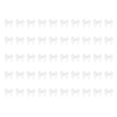 Imagem de Shapenty Mini laço de fita de veludo de 2,5 cm, boutique de flores, para costura, scrapbook, cartões, casamento, Natal, acessórios de cabelo, artesanato, decoração de presente, 50 peças (branco)