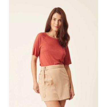 Imagem de Blusa Feminina Básica Manga Curta Marisa-16499, Marrom, G