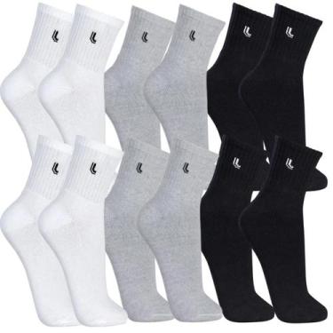 Imagem de Meia Lupo Cano Médio Walk Kit Com 6 Pares Sport, Branco cinza, Preto, 