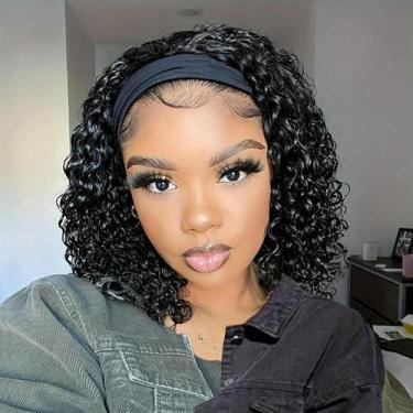 Imagem de Peruca Bob De Cabelo Humano Natural Preto Com Ondas Profundas Para Mul