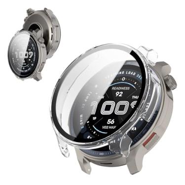 Imagem de KONXISA Capa para Amazfit Balance 2, filme de vidro temperado 9H, capa rígida de policarbonato, leve, antiarranhões e anti-queda para proteção e flim integrada, transpente