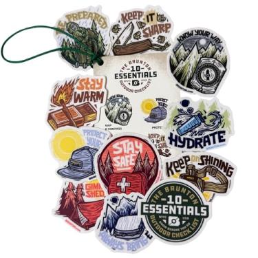 Imagem de Brunton 10 Kit de adesivos e lista de verificação essenciais – Decalque impermeável para equipamentos de sobrevivência ao ar livre para garrafas de água e caixas de equipamentos – Lembrete de