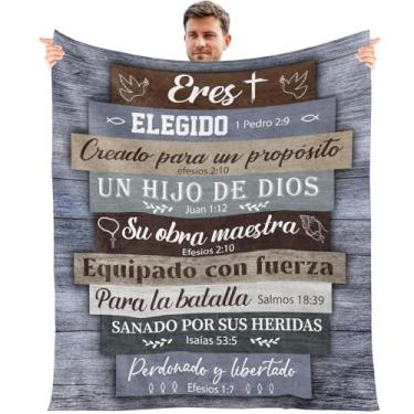 Imagem de Wxiben Presentes cristãos espanhóis para homens - presentes religiosos presentes versículo bíblico católico presente espiritual inspirador batismo presente para pai marido homem de Deus cobertor para