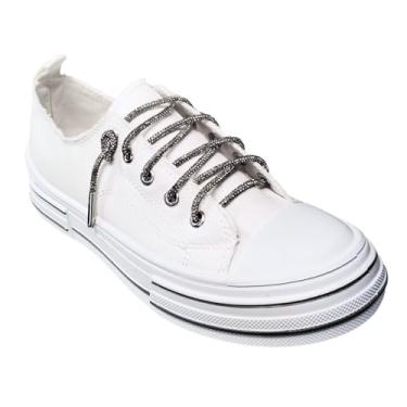 Imagem de Very G Tênis feminino Aman de lona com cadarço, Branco, 37