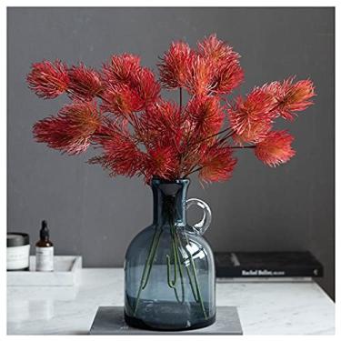 Imagem de Conjunto de flores artificiais rambutan simulação de flores buquê sala de estar mesa de jantar mesa de centro decoração de flores falsas decoração quarto varanda arranjo de casamento flores falsas