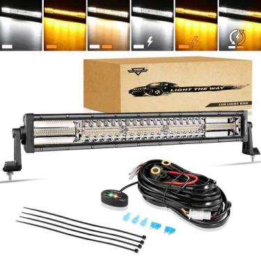 Imagem de Barra de Luz LED Auxbeam 22 Pulgadas 120W 6 Modos Ámbar Blanco Estrobo