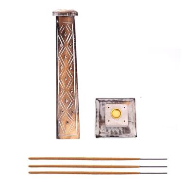 Imagem de Suporte de madeira para incenso e queimador de cone, grande, orgânico, ecológico, pegador de cinzas, esculpido à mão para meditação, ioga, aromaterapia, produtos de fragrâncias domésticas