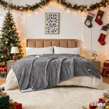 Imagem de Kosydown Basic Cobertor elétrico aquecido Queen Size 213,4 cm x 228,6 cm Cobertor de cama macio quente grosso para inverno frio, temporizador de 5 posições e 8 configurações de aquecimento, uso em