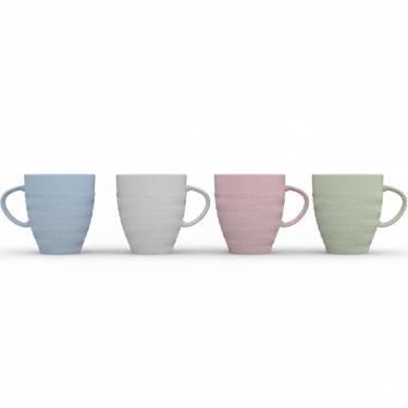 Imagem de Kit 4 Caneca Chá Café Chevron 310ml Branca Germer Porcelanas