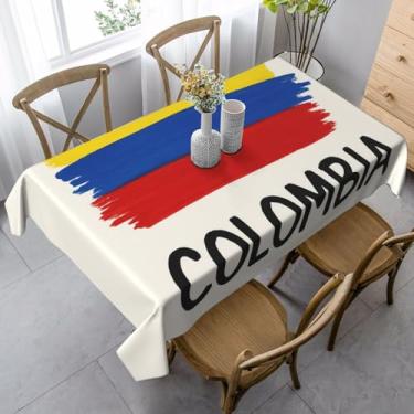 Imagem de SKKNT Toalha de mesa retangular com estampa da bandeira da Colômbia 89 x 139 cm, impermeável, reutilizável, festa de jantar