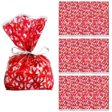 Imagem de Fun Express Sacos de celofane de conscientização de fita vermelha de 12,7 cm x 29 cm - 12 peças