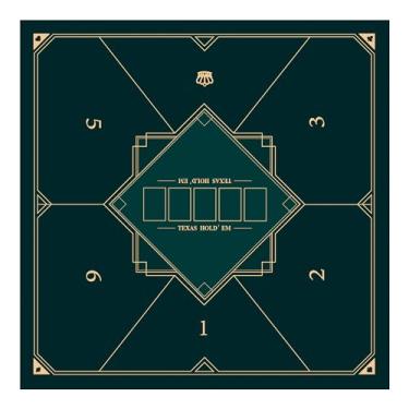 Imagem de nuveti 24/31/39/47/55 inch Square Foldable 6-Player Texas Poker Card Tabletop Layout Portable Anti-Slip Rubber Board Game Mat Texas Hold'em Poker Mat for Family Game, Casino, Party