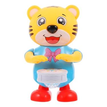 Imagem de Tigre Musical Dançante com Tambor, Brinquedo Interativo com Luz e Som, Amarelo e Azul, 22cm de Altura, Pilhas AA