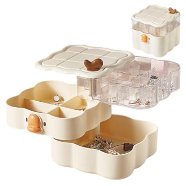 Imagem de kumet Organizador de joias, bandeja de viagem compacta rotativa de 3 camadas com tampa, para brincos, anéis, pulseiras, presente ideal para mulheres e meninas