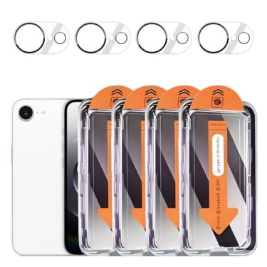 Imagem de Pacote com 4 protetores de tela de privacidade para iPhone 16e de 6,1 polegadas com 4 protetores de lente de câmera, película de vidro temperado antiespião, antiarranhões, sensível ao toque