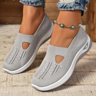 Imagem de Generic Tênis de caminhada feminino: respirável, confortável, antiderrapante, leve, suporte de arco, perfeito para uso interno/externo, primavera/verão/outono, branco, tamanhos femininos dos EUA