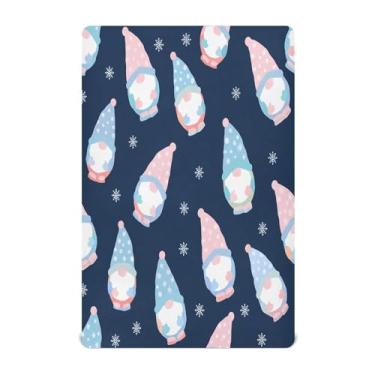 Imagem de Qilmy Lençóis de berço de gnomos de Natal, macio e respirável, de microfibra elástica, lençol com elástico para meninos e meninas, 132 x 71 cm, capa de colchão infantil portátil