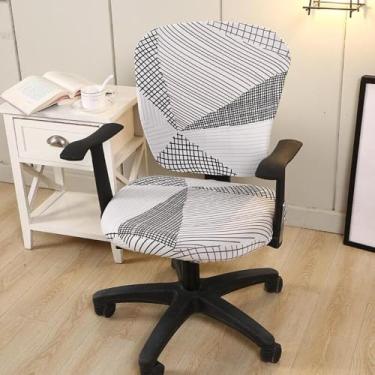 Imagem de Capa universal giratória para cadeira de escritório, capas elásticas para cadeira de escritório, protetores de almofada removíveis laváveis, fáceis de limpar, resistentes, resistentes ao desbotamento