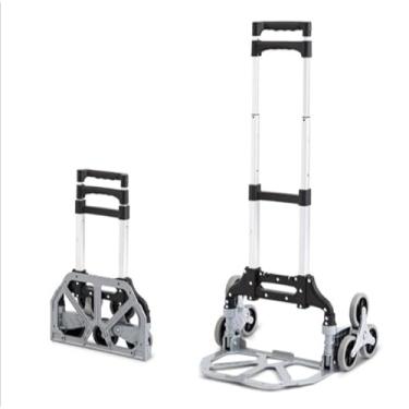 Imagem de Carrinho de Mão Dobrável em Alumínio para Carga até 75kg – Sobe Escadas com Rodas Triplas