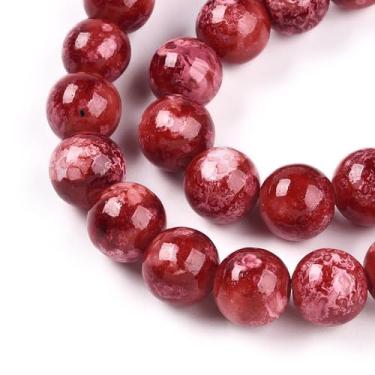 Imagem de 100 peças de contas de vidro rachadas de 10 mm para fazer joias imitação de vidro de jade contas redondas lisas e soltas espaçadoras para brincos faça você mesmo, colar, pulseira, artesanato, tijolo