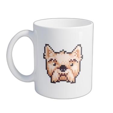 Imagem de Caneca Xícara de Café Porcelana 300ml Com Desenho Arte de Pixel de Cachorro