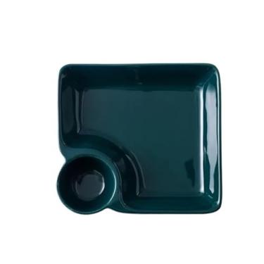 Imagem de Bandeja de cerâmica para bolinhos de massa com molho para servir utensílios de mesa de cozinha fácil de limpar, adequada para casa ou restaurante, etc. (verde, 1 peça)