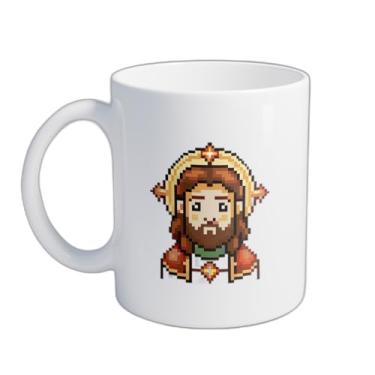 Imagem de Caneca Xícara de Café Porcelana 300ml Com Design Personagem Medieval Pixellizado