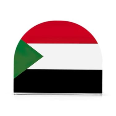 Imagem de Porta-guardanapos com bandeira do Sudão, suporte de guardanapo acrílico para mesas, suporte de guardanapo de pé para jantar cozinha restaurante decoração de casa acessórios de bar