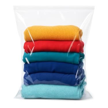 Imagem de Bolsa grande de armazenamento de plástico transparente com zíper 45,7 x 61 cm – Sacos de armazenamento com zíper reutilizáveis de 5 galões para roupas, cobertores, toalhas, viagens e organização de
