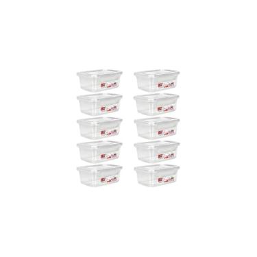 Imagem de Conjunto de Potes Plásticos, 10 Peças em 4 Tamanhos, Empilháveis, Transparentes, para Cozinha, Freezer e Microondas, 2,8L/1,2L/240ml