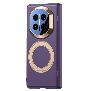 Imagem de HAOMRIYL Capa para Huawei Mate X7, suporte de suporte de anel oculto dobrável capa traseira magnética fina para PC à prova de choque, roxo, Mate X7