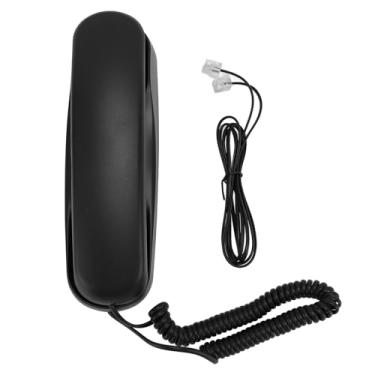 Imagem de Telefone residencial com fio Ainoli Interface operacional conveniente Telefone retrô montado na parede para hotel (Preta)