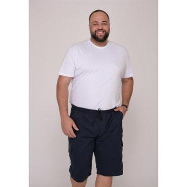 Imagem de Bermuda Masculina Plus Size Sarja Azul Marinho com Elástico-Masculino