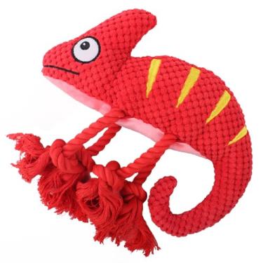 Imagem de Brinquedo de Pet resistente e interativo lagarto camaleão preenchido com pelúcia para cachorro médio grande som squeakin