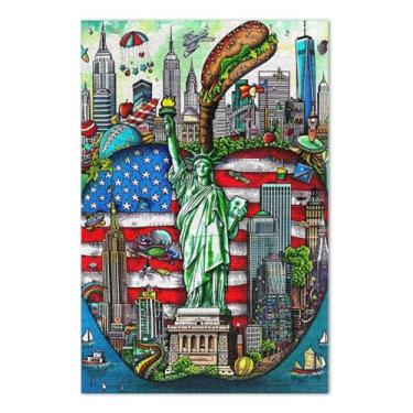 Imagem de Quebra-cabeça adulto Estátua da Liberdade Nova York com letras nas costas quebra-cabeça de 500 peças