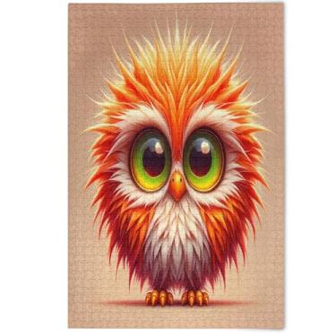 Imagem de Adults Jigsaw Puzzle 500 Pieces Cute Orange Owl Fun Silly Art Hard Puzzles Family Game Artwork, 500 Pieces, 20.5" x 14.9"
