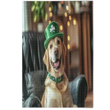 Imagem de Quebra-cabeça adulto 1000 peças bonito St. Patrick Retriever Dog Game Funny Prime Art Jigsaw Animal Print Artwork, 1000 peças, 75 x 50 cm