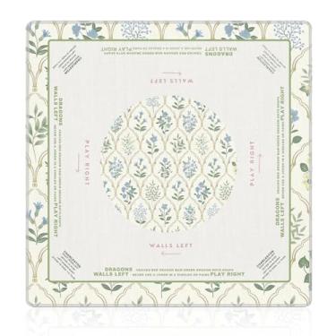 Imagem de Grandmillennial Blue and Green Floral Mahjong Mat (31.5″x31.5″), Chinoiserie Trellis Floral Non-Slip Noise Reduction Mahjong Table Mat for American Mah Jong Poker Board Games Card Games Dominoes