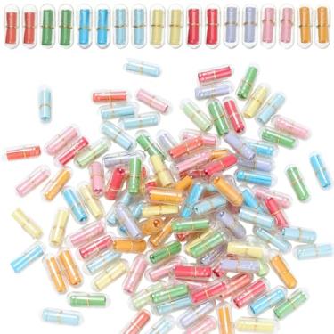Imagem de SUNNYCLUE 1 caixa de 200 peças mini garrafa de mensagem de plástico romântico pequeno transparente cor aleatória em forma de pílula garrafa de desejos com papéis para lembrancinhas de festa presentes
