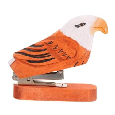 Imagem de predolo Grampeador de madeira em forma de animal, escultura portátil e divertida, item de papelaria para escritório, sala de aula e escritório em casa, Águia Pequena